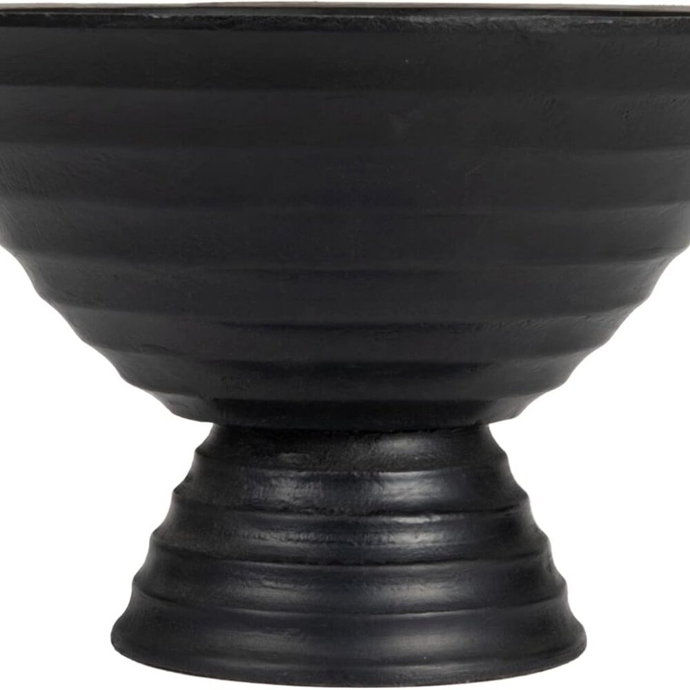 Boho Wood Pedestal Serving Bowl, Black Finish - Picture 4 of 7